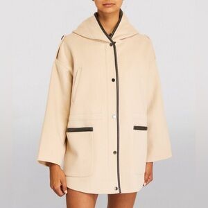 Maje Gangza Beige Double-Faced Wool Blend Hooded Coat Jacket Fall Winter Sz 1/S